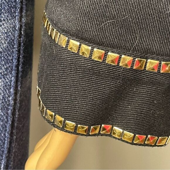 Ashro Button Down Long Sleeve Shirt Black With Gold Rivets Design Size 12 - Picture 12 of 12